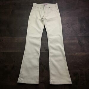 Revice Denim Vegan Leather Flare Pants Cream Off White High Waisted Size 26